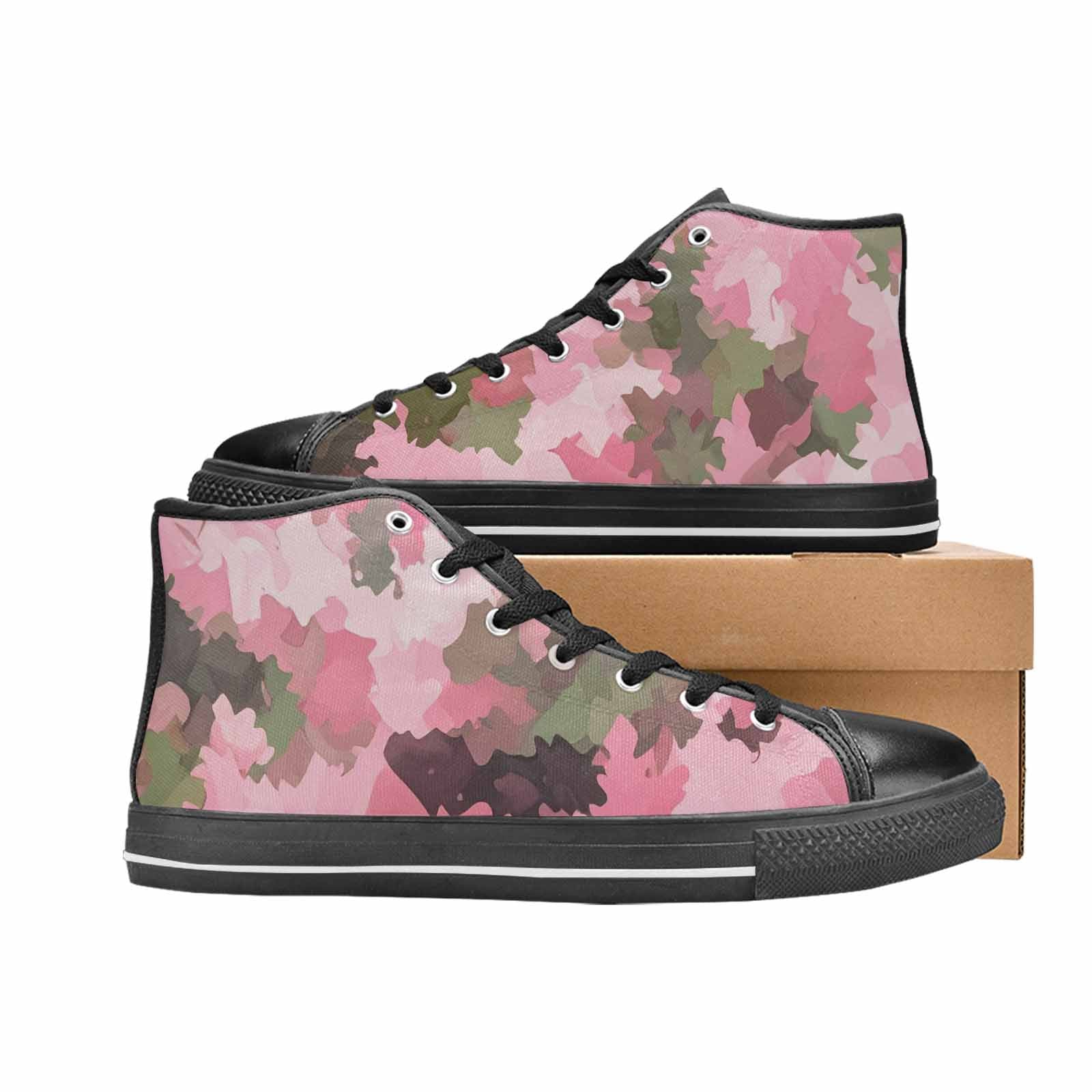 WOMEN'S Military Camouflage Blotch High Top Canvas Vibrant Chaos Shoes