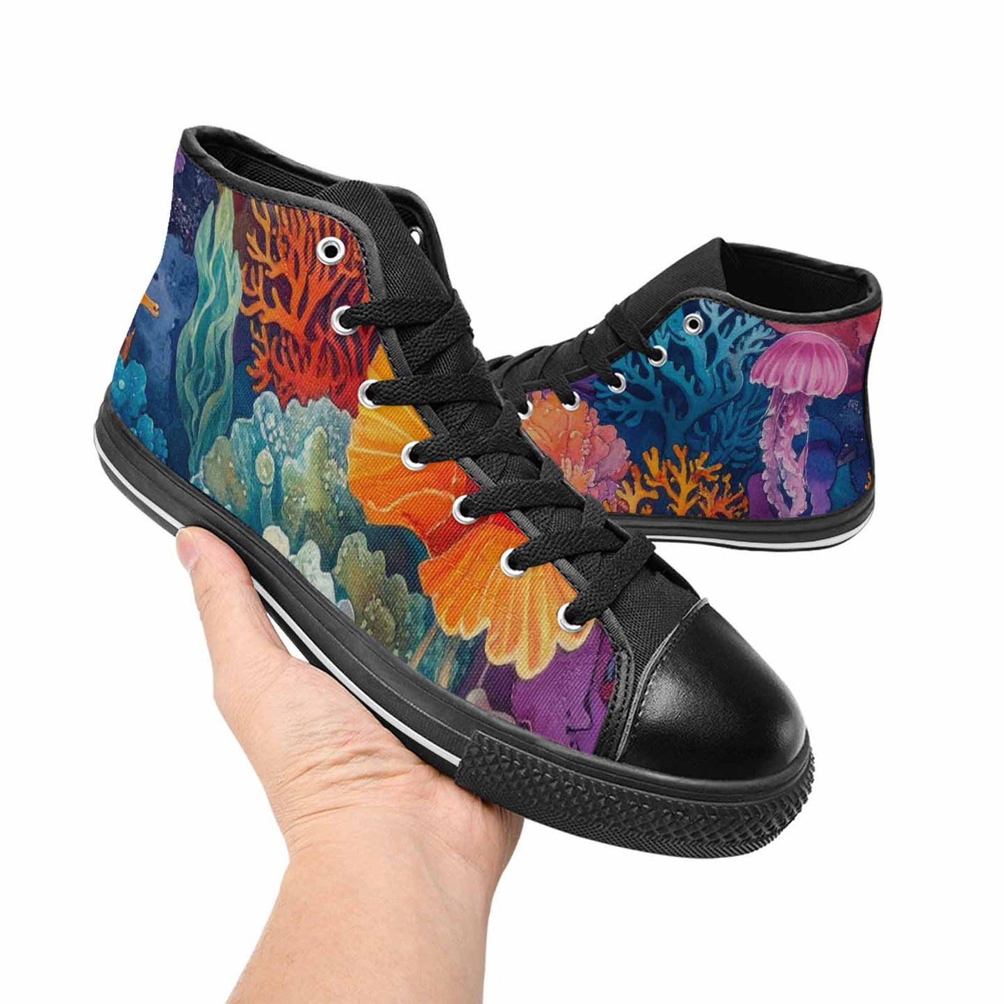 WOMEN'S Fish Scale Coral High Top Canvas Grunge Shoes
