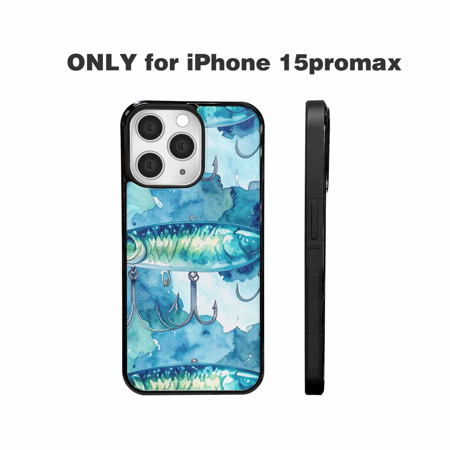 iPhone 15 Pro Max Case — Fishing Lure And Hook Pattern Seamless, Unique Phone Case Design