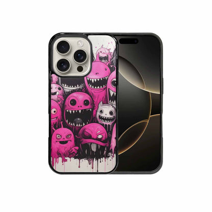 iPhone 16 Pro Case — Monsters General Black Pink Ink Cartoon, Custom Phone Case