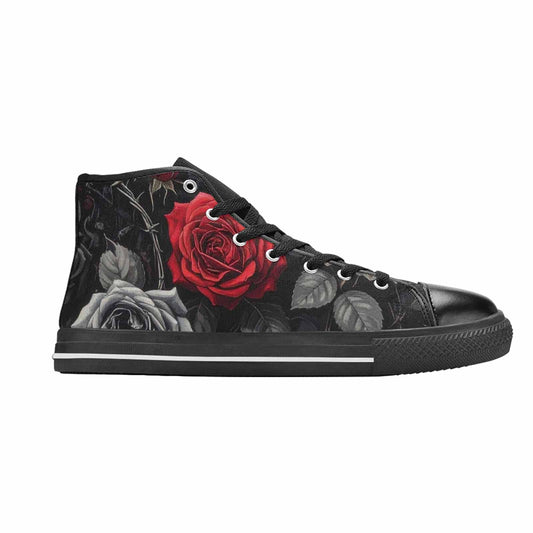 MEN'S Black Gothic Rose High Top Canvas Surreal Shoes