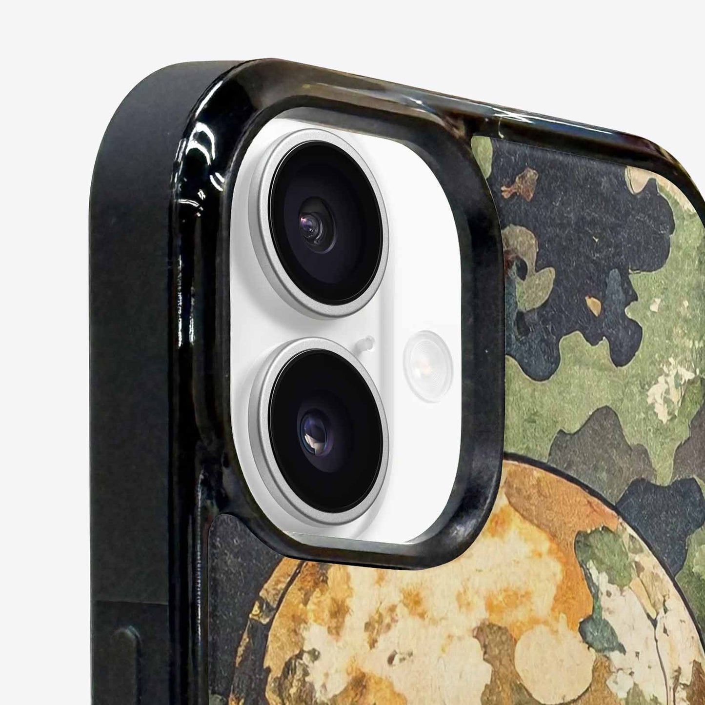 iPhone 16 Plus Case — Military Camo Texture Combined With Distressed, Original Design Phone Case