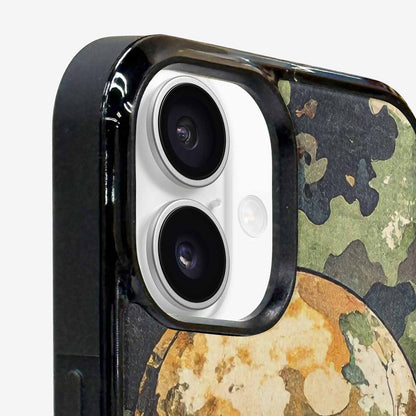 iPhone 16 Plus Case — Military Camo Texture Combined With Distressed, Original Design Phone Case