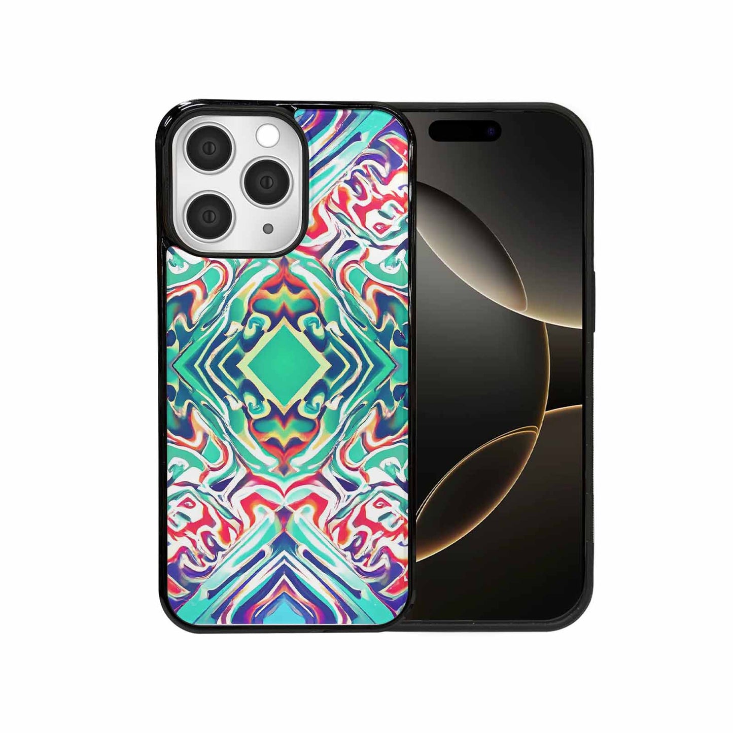 iPhone 15 Pro Max Case — Holographic Tribal Blaze, Custom Print Case Cover
