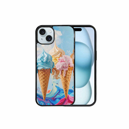 iPhone 15 Plus Case — Collage Of Overlapping Waffle Cone Icecream, Custom Printed Phone Case