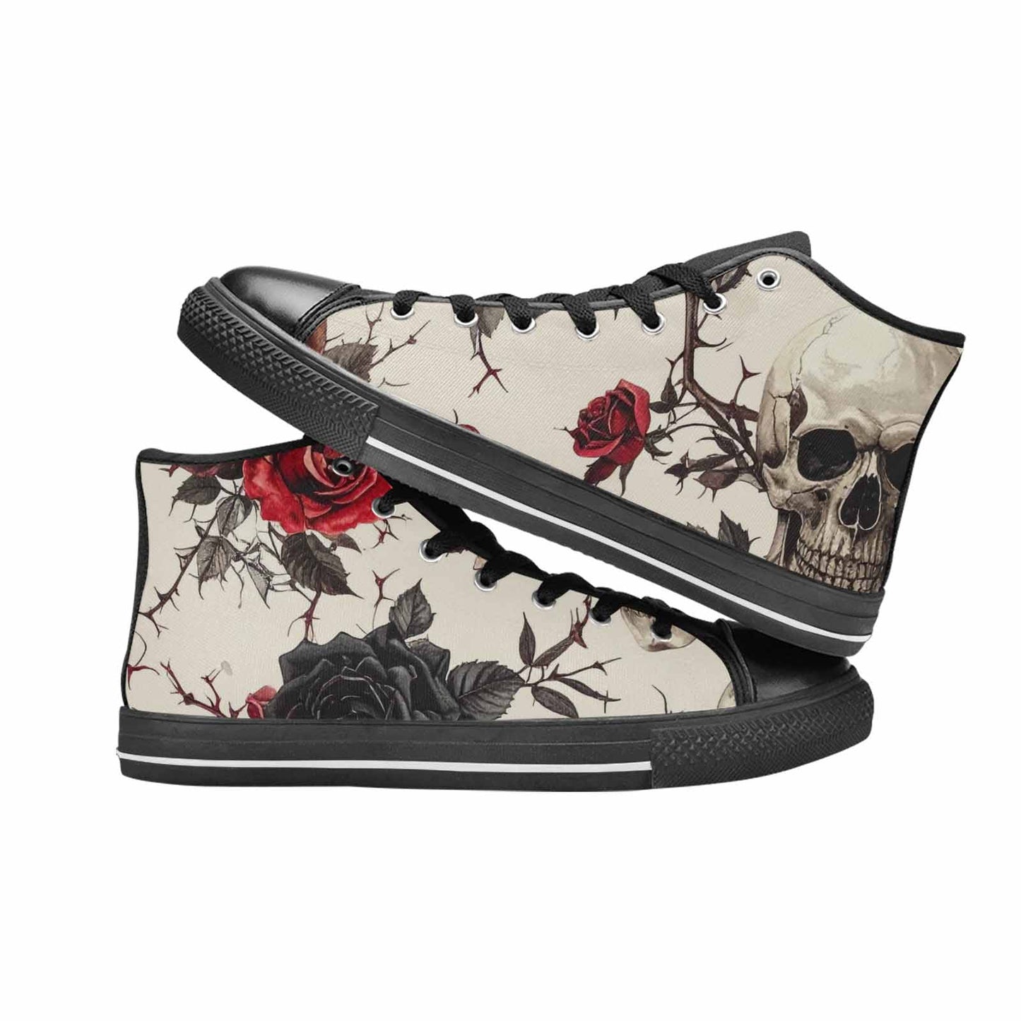 MEN'S Skulls - Roses High Top Canvas Surreal Custom Shoes