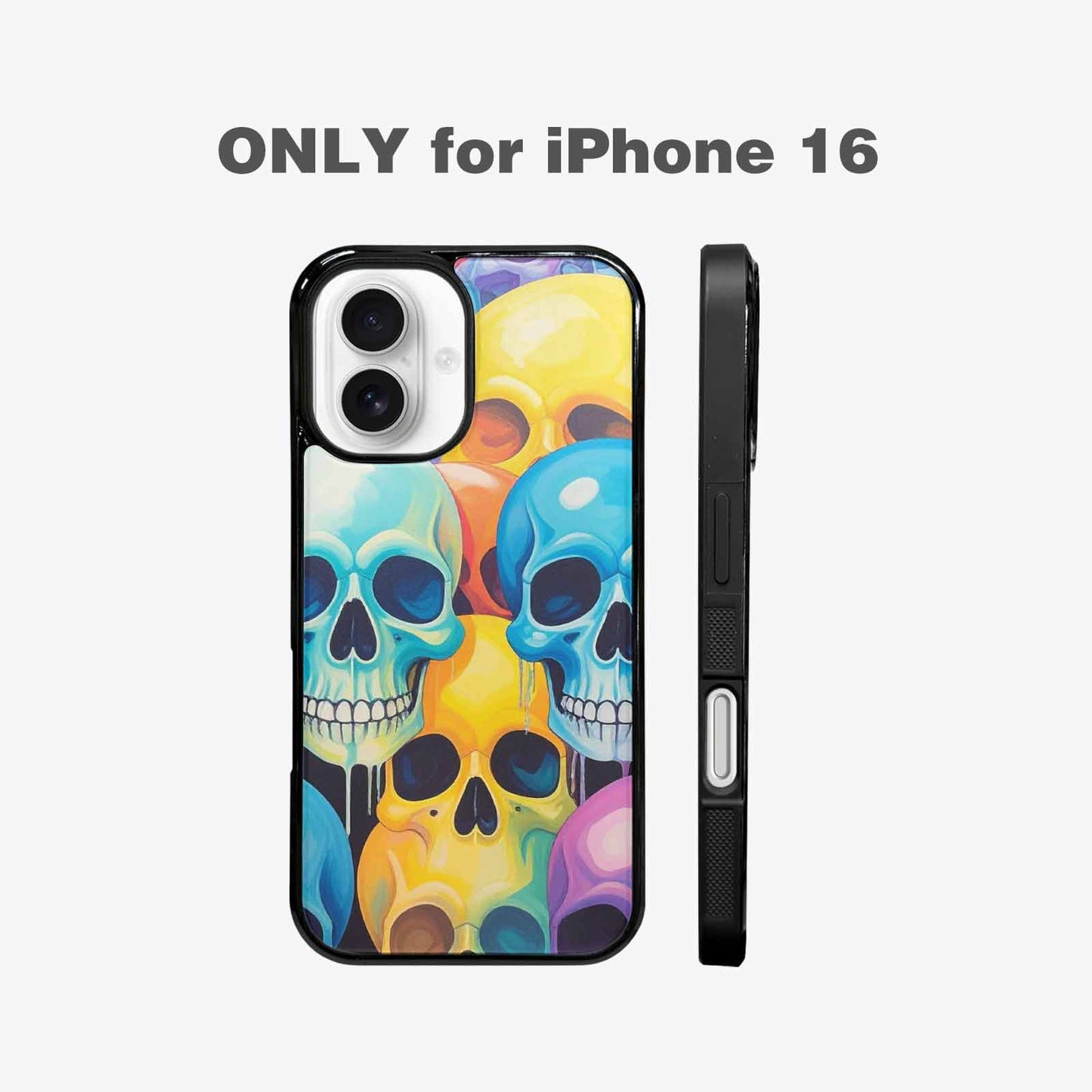 iPhone 16 Case — Dripping Candy Skulls, Personalized Phone Case