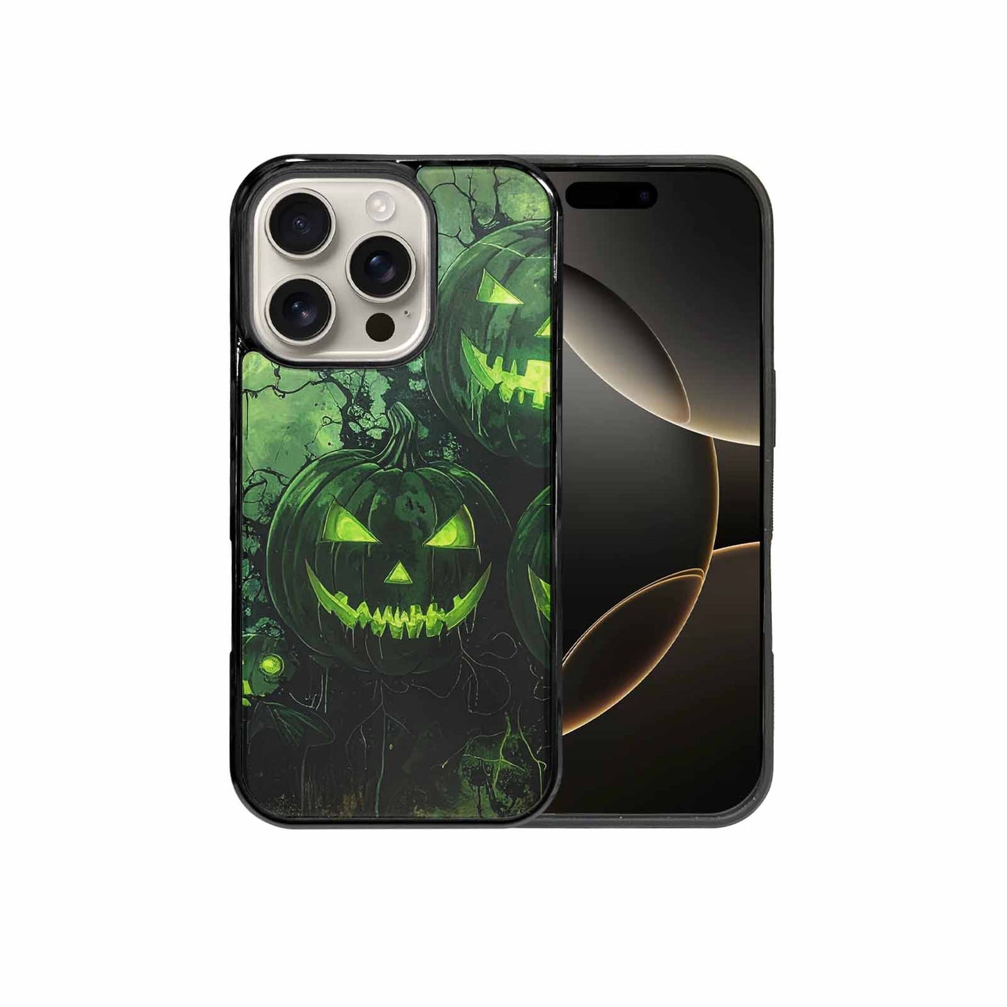 iPhone 16 Pro Case — Halloween Glowing Jackolantern Personalized Phone Cover, Customized Protective Case