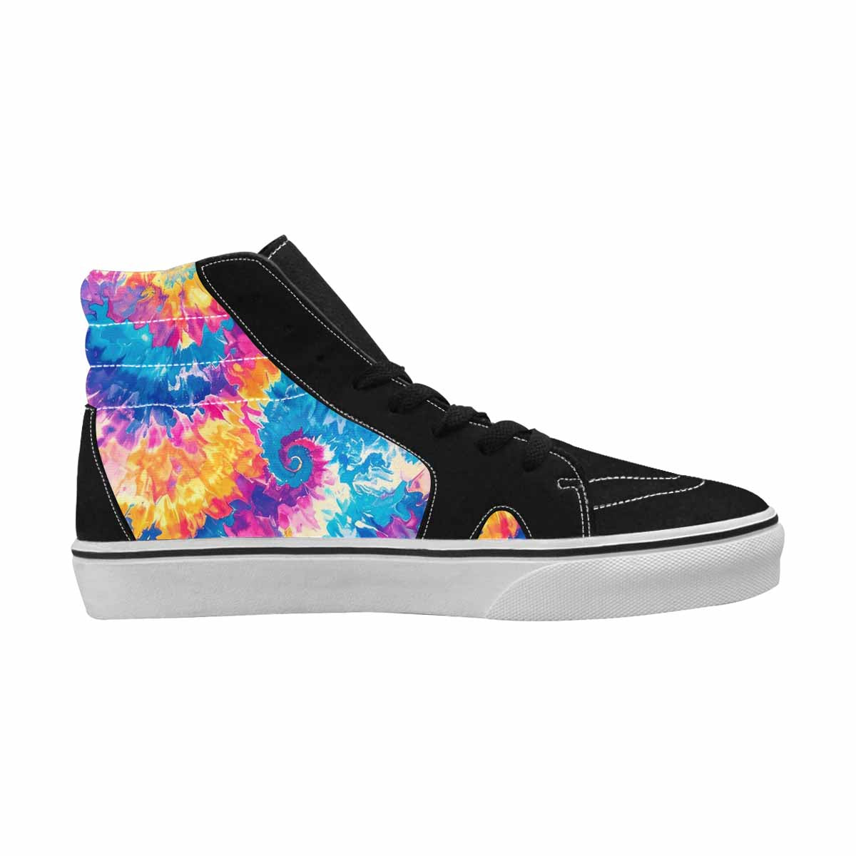 WOMEN'S Tie Dye Swirl High Top Canvas Vibrant Chaos Custom Shoes