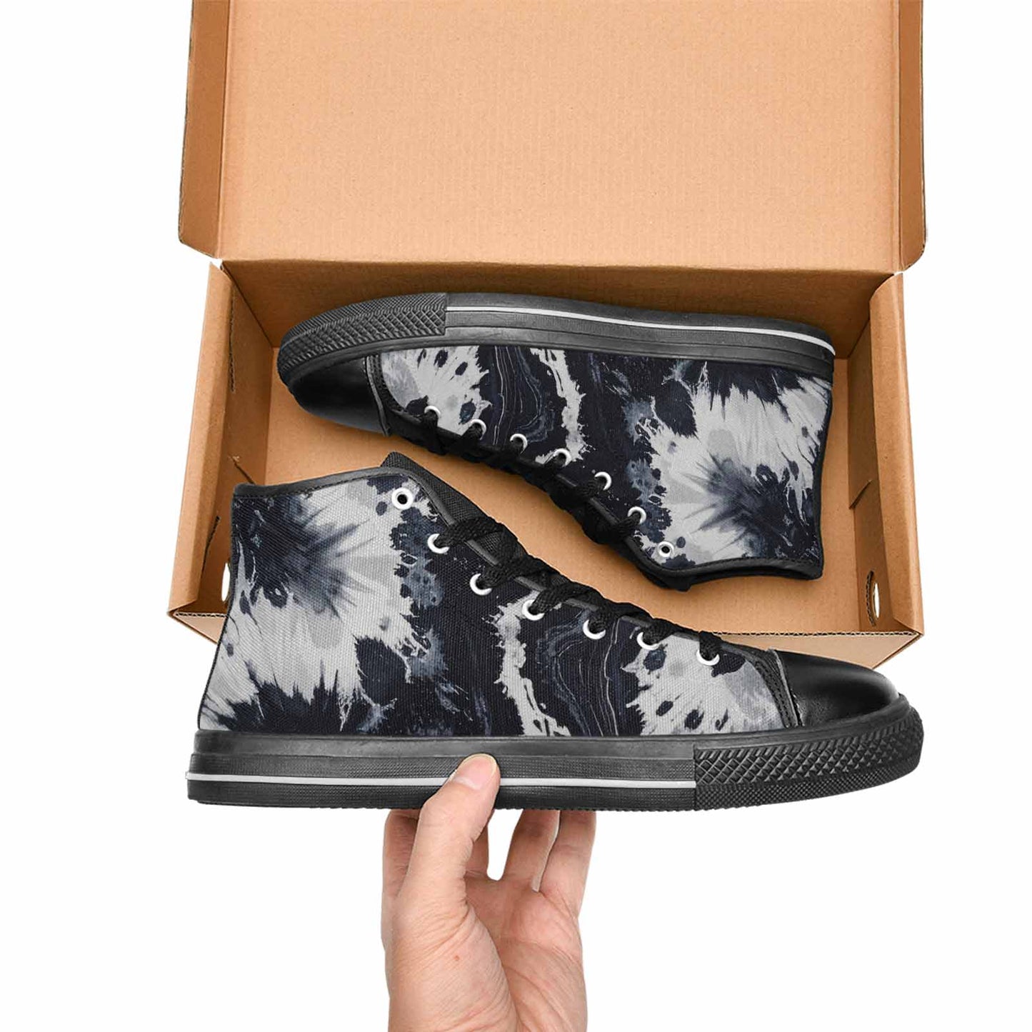 WOMEN'S Black White Animal Print High Top Canvas Dreamcore Custom Shoes