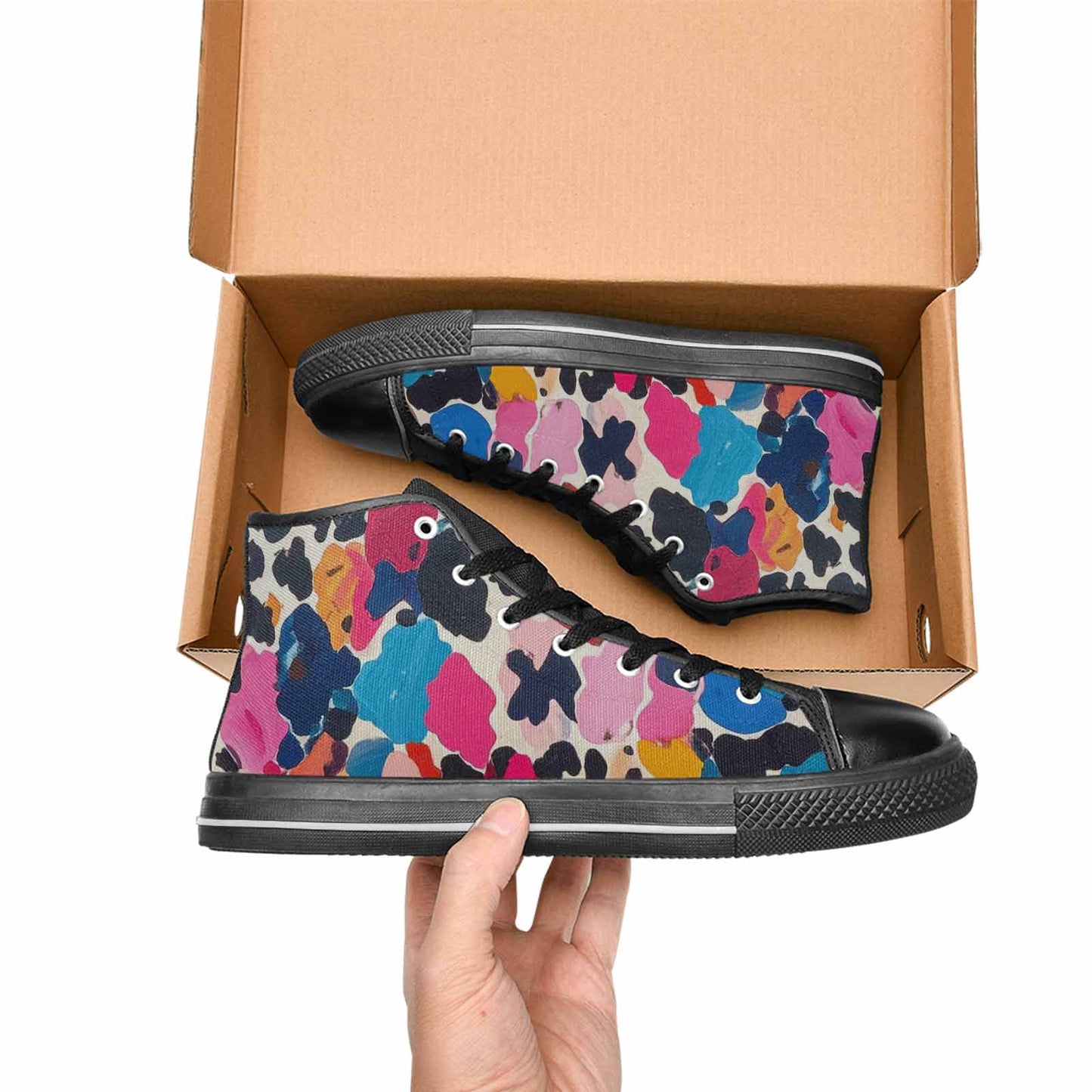 MEN'S Cow Animal Print High Top Canvas Surreal Custom Sneakers