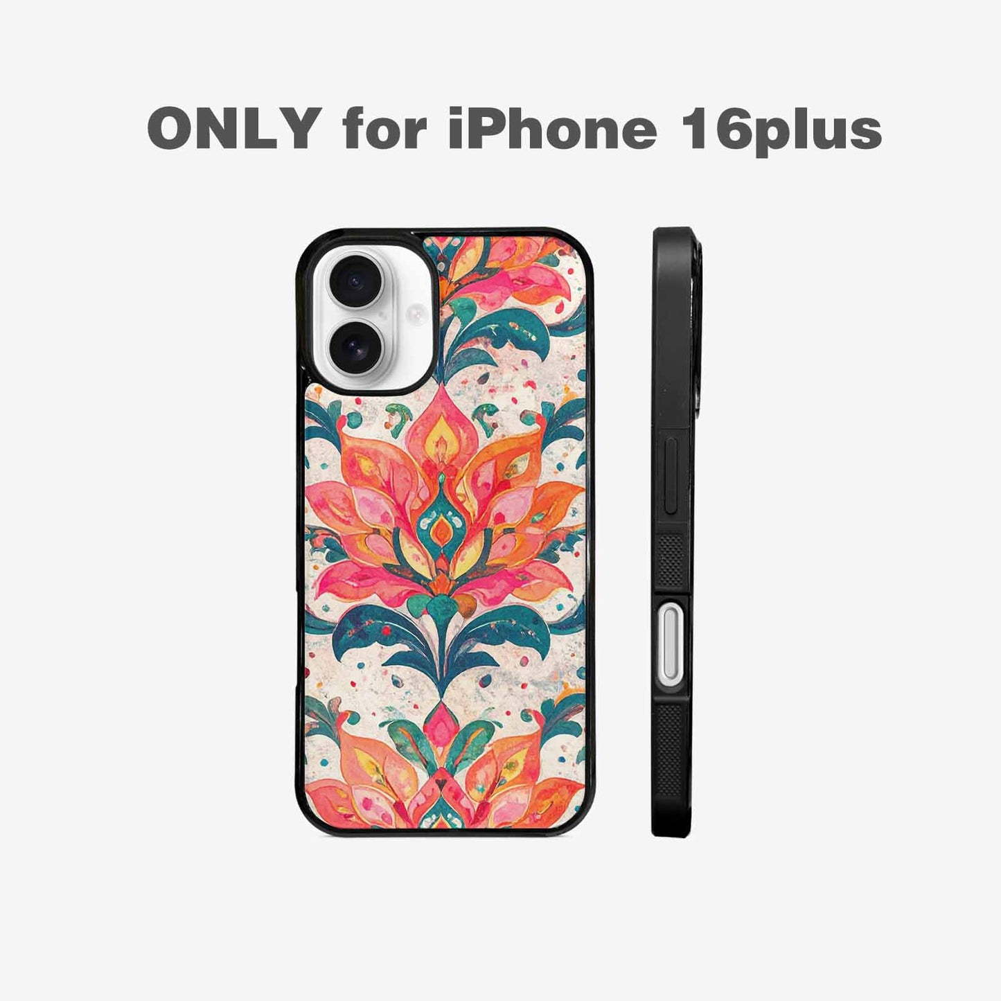 iPhone 16 Plus Case — Marble Floral, Unique Phone Case Design