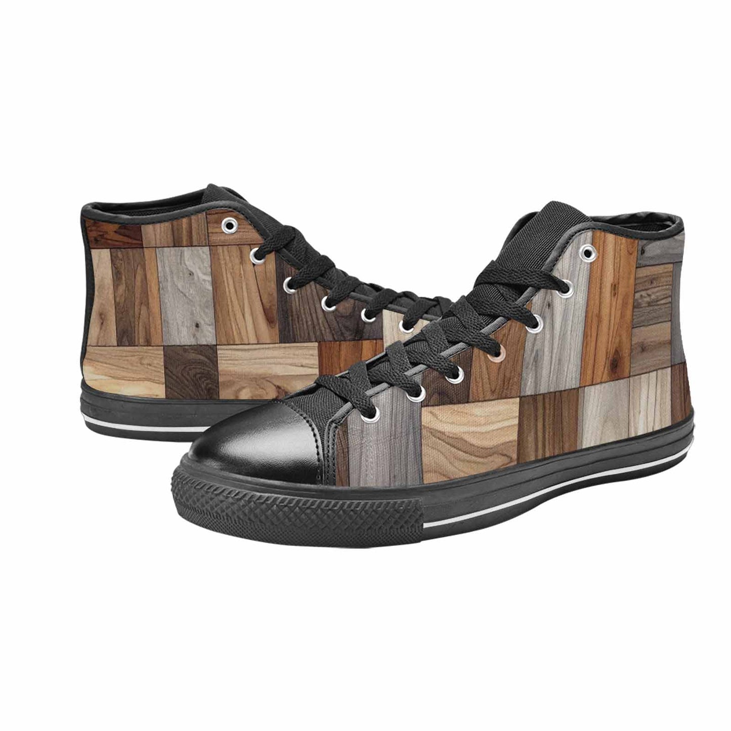 WOMEN'S Wood Grain Texture High Top Canvas Vivid Custom Shoes