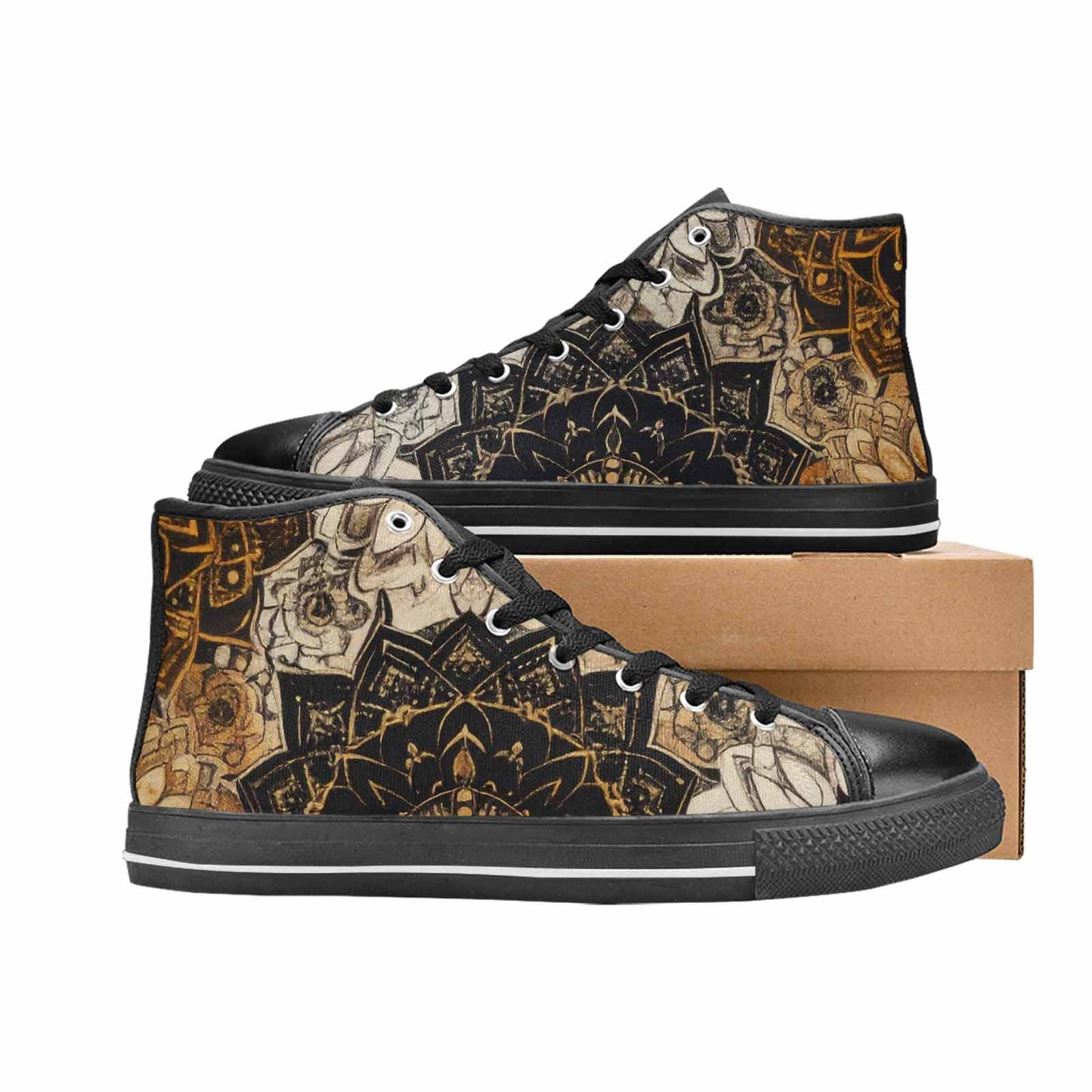 MEN'S Mandala High Top Canvas Neon Fantasy Sneakers
