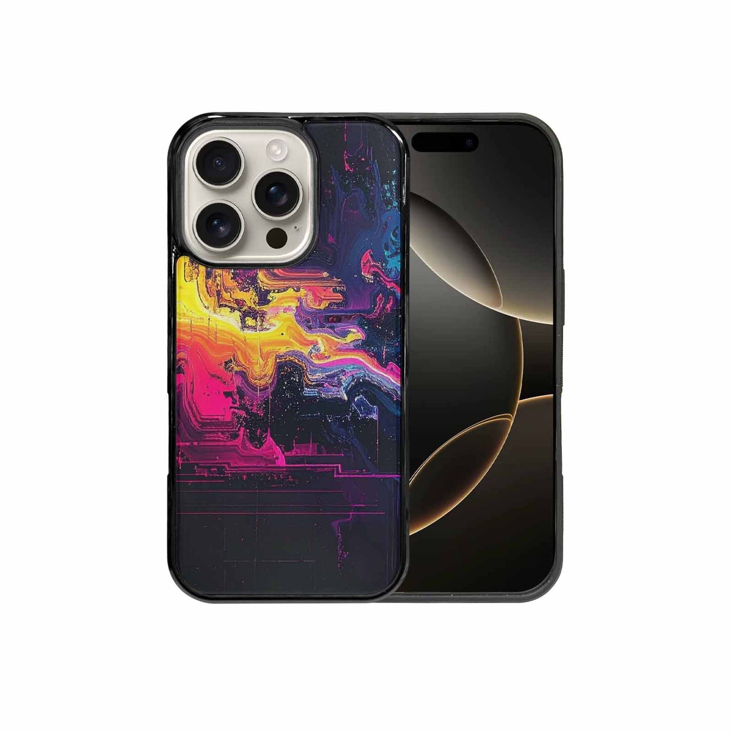 iPhone 16 Pro Case — Glitch Dark Art Seamless Pattern Vibrant, Custom Art Phone Cover