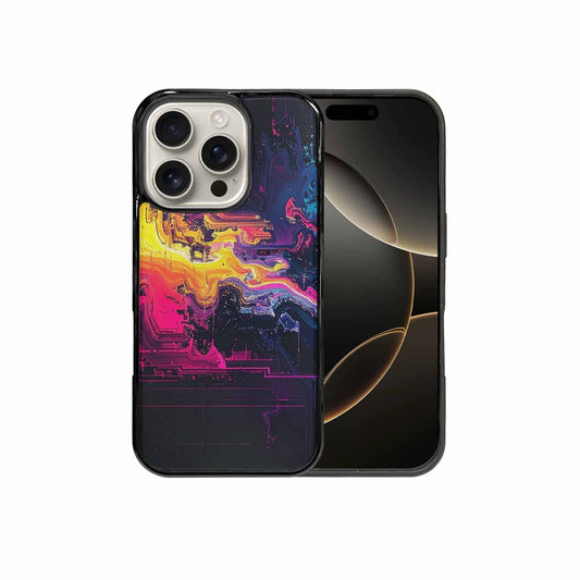 iPhone 16 Pro Case — Glitch Dark Art Seamless Pattern Vibrant, Custom Art Phone Cover