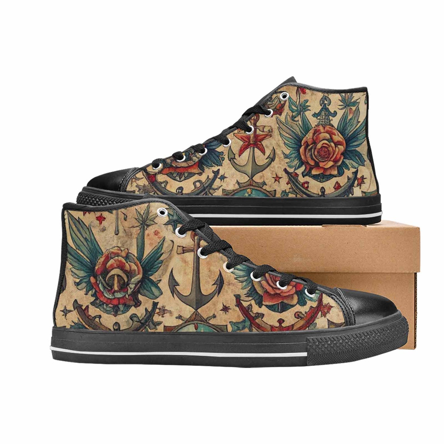 WOMEN'S Old School Tattoo High Top Canvas Y2K Shoes