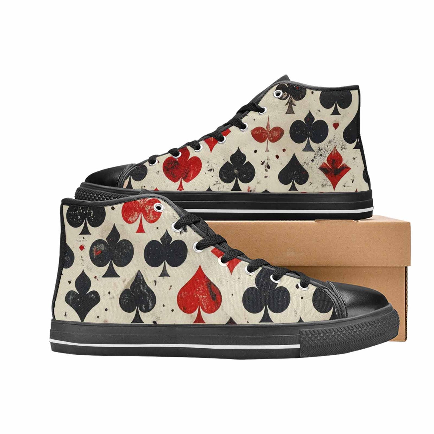 MEN'S Playing Card Suit High Top Canvas Wallpaper Art Sneakers