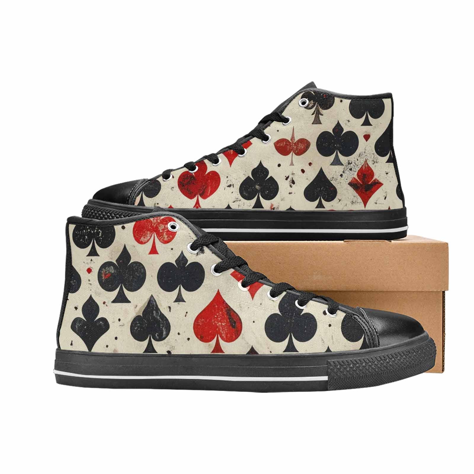 MEN'S Playing Card Suit High Top Canvas Wallpaper Art Sneakers