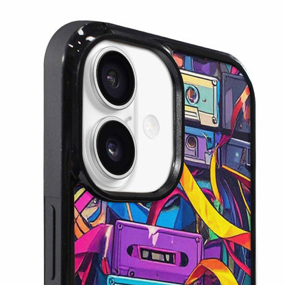 iPhone 17 Case — Retro Cassette Tape Pattern Retro Vintage, Custom Print Case Cover