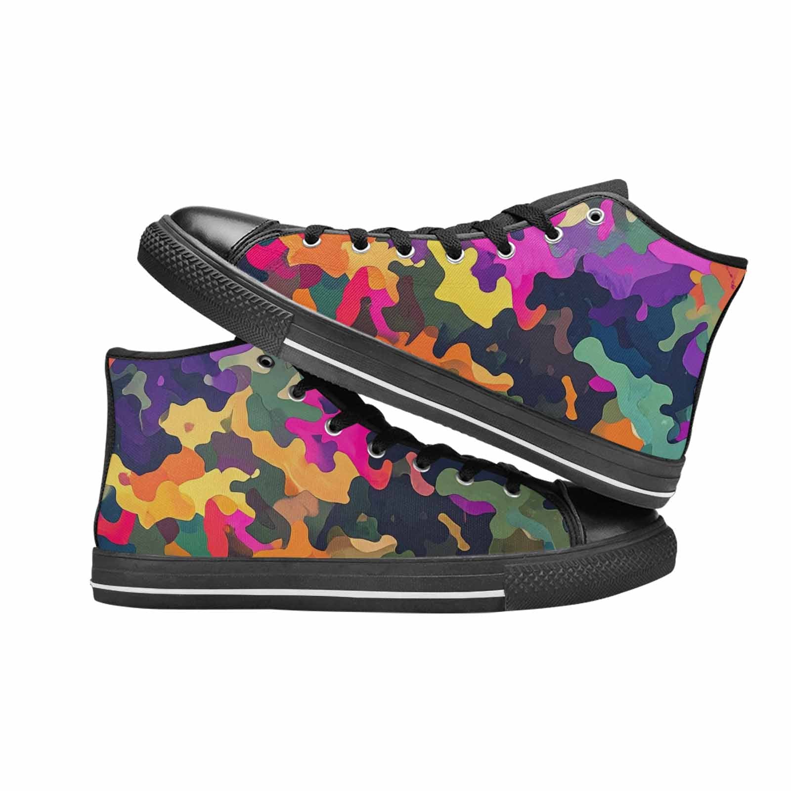 MEN'S Military Camouflage Blotch High Top Canvas Wallpaper Art Shoes
