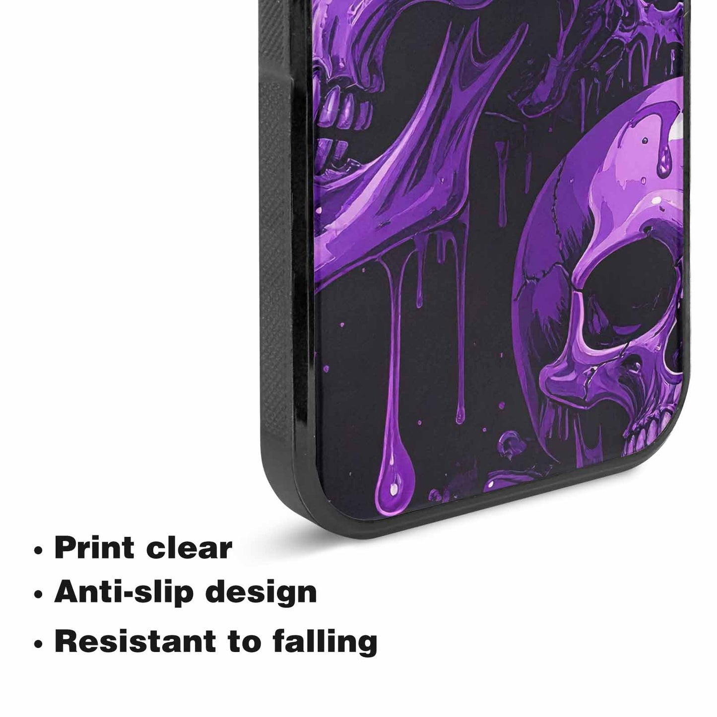 iPhone 15 Plus Case — Monochrome Purple Skeletons Neon Drip Melting, Custom Designed Case Cover