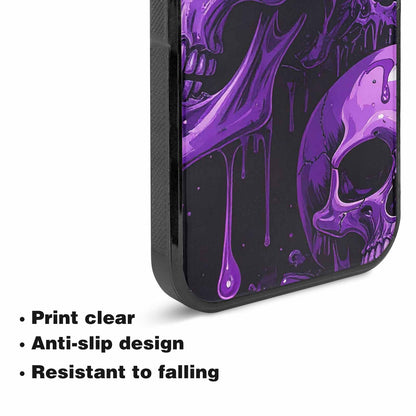 iPhone 15 Plus Case — Monochrome Purple Skeletons Neon Drip Melting, Custom Designed Case Cover