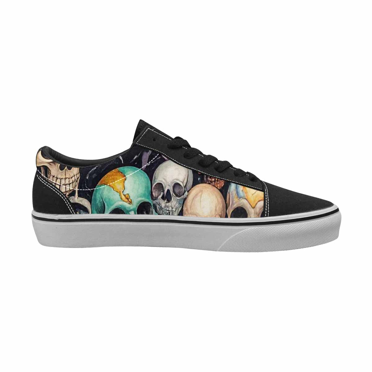 WOMEN'S Skulls  Marble Skulls Lace-Up Canvas Vivid Sneakers