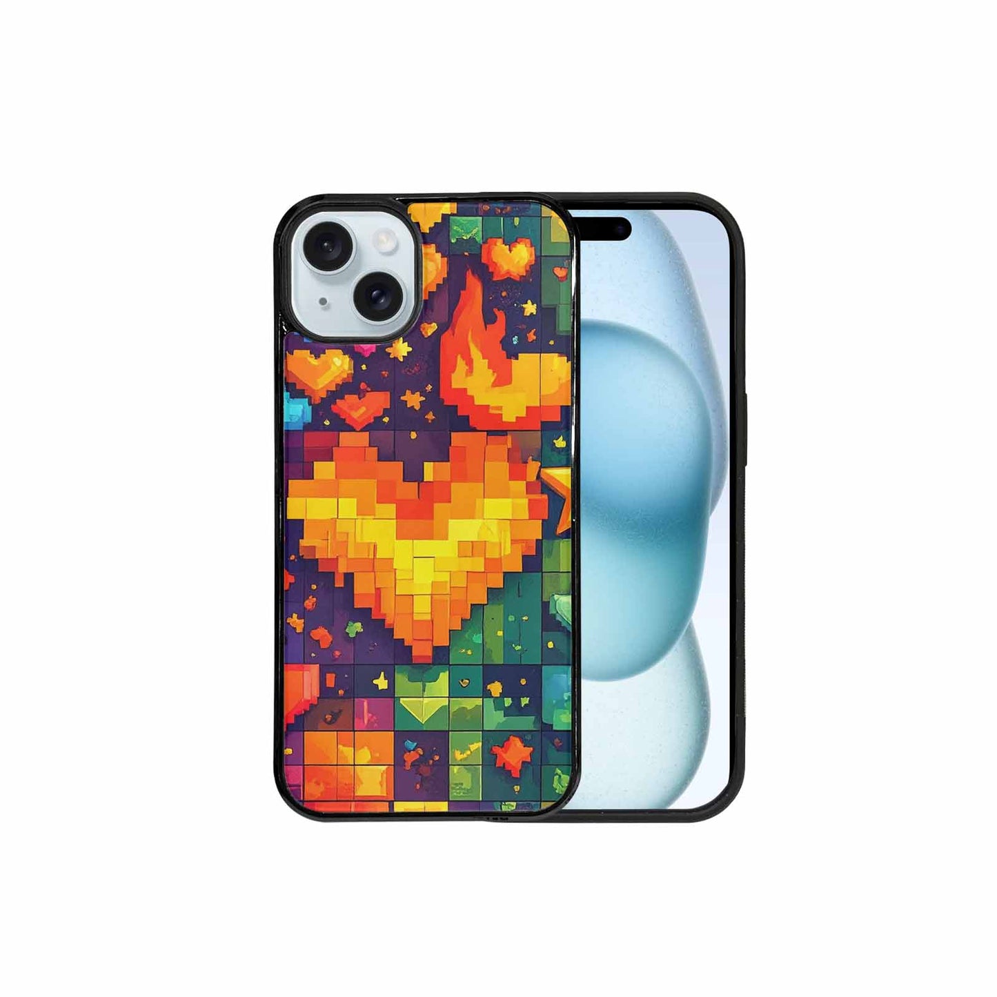 iPhone 15 Plus Case — Pixel Art 8 Bit Burst Pattern, Custom Print Case Cover