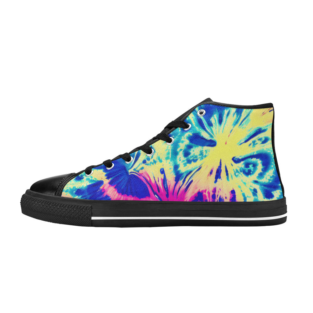 WOMEN'S Tie Dye Splash Retro High Top Canvas Wallpaper Art Sneakers