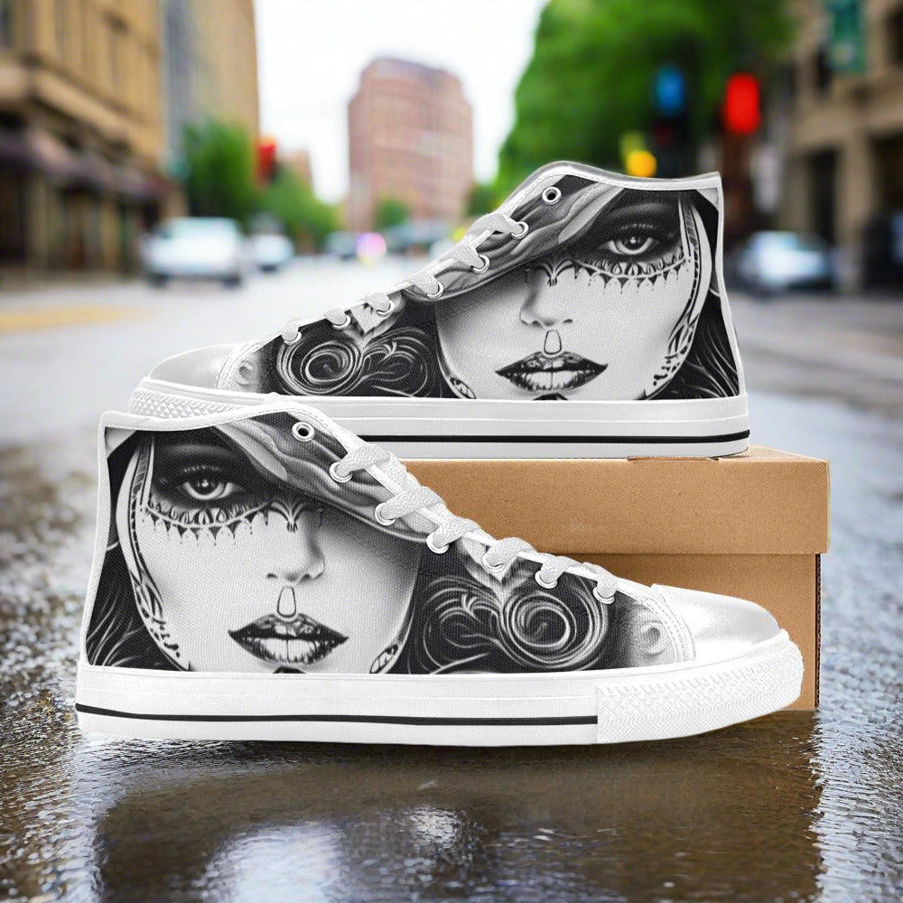 Aurora Borealis Red Gold Wearable Bold Art - Freaky Shoes