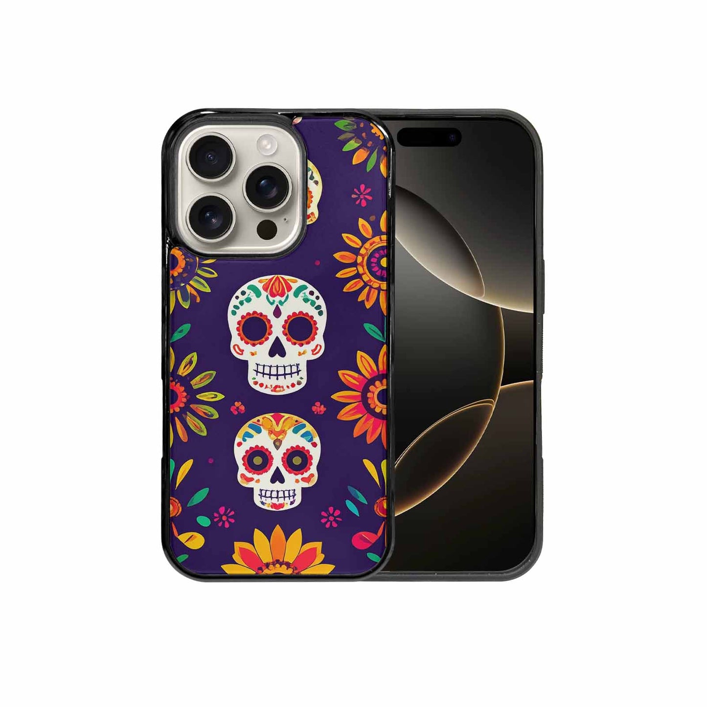 iPhone 16 Pro Case — Sunflowers Hundreds Of Skulls Art Seamless, Unique Phone Case Design