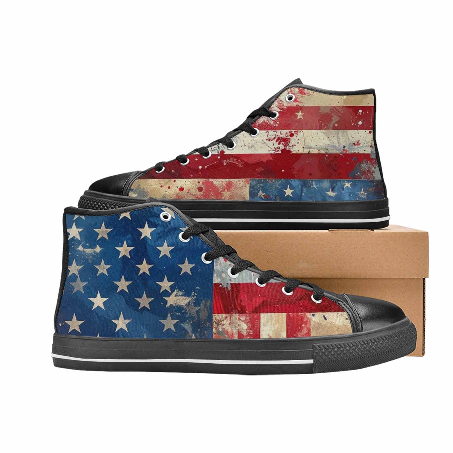 MEN'S American Flag Stars High Top Canvas Dark Academia Shoes