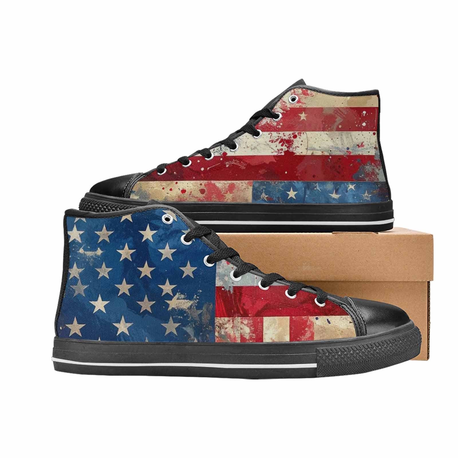 MEN'S American Flag Stars High Top Canvas Dark Academia Shoes