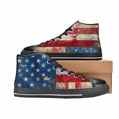 MEN'S American Flag Stars High Top Canvas Dark Academia Shoes
