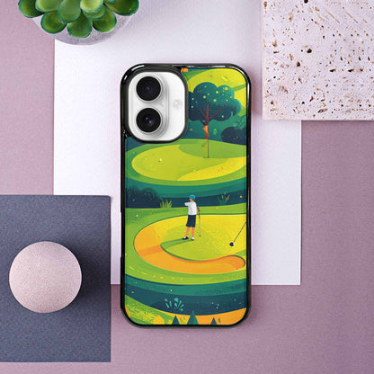 iPhone 16 Case — Golf Cartoon Art Pattern, Custom Made Phone Cover