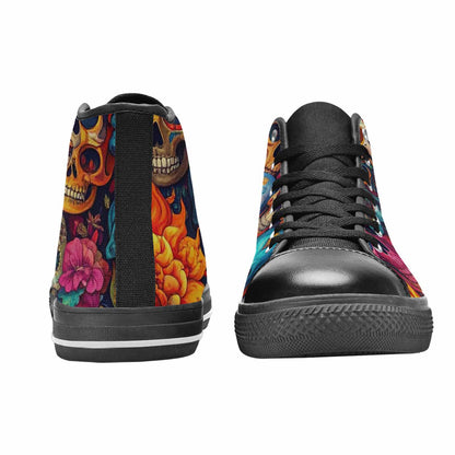 MEN'S Skull High Top Canvas Cottagecore Sneakers
