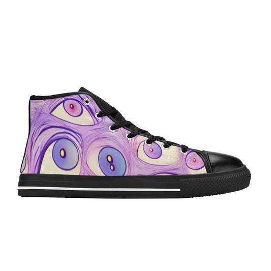 WOMEN'S Cc Wall Eyes Trippy High Top Canvas Surreal Custom Sneakers