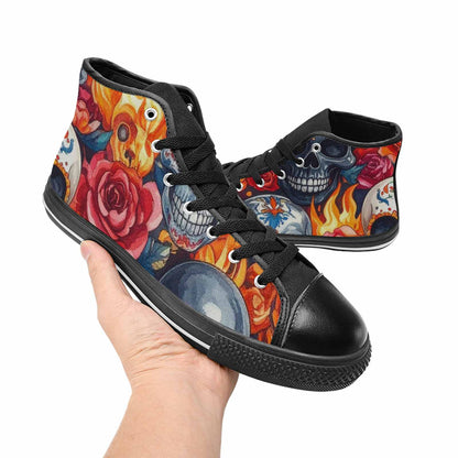 MEN'S Skull High Top Canvas Neon Fantasy Sneakers