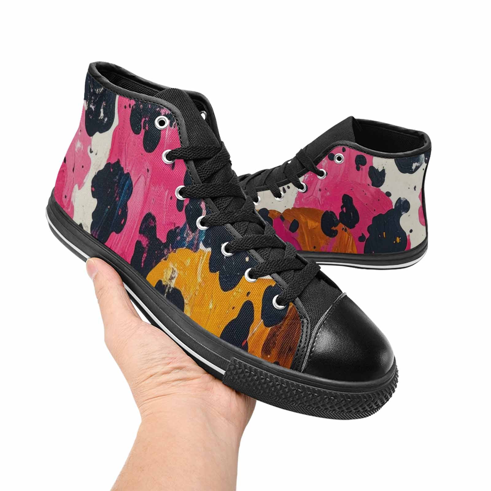 WOMEN'S Cow Animal Print High Top Canvas Cottagecore Shoes