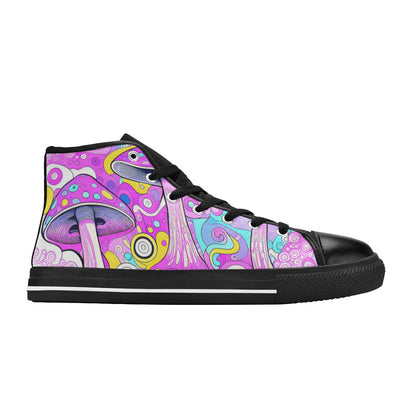 WOMEN'S Magic Mushrooms Art 3 High Top Canvas Vibrant Chaos Custom Shoes