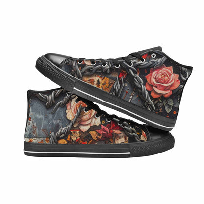 MEN'S Barbed Wire Chain High Top Canvas Neon Fantasy Custom Shoes