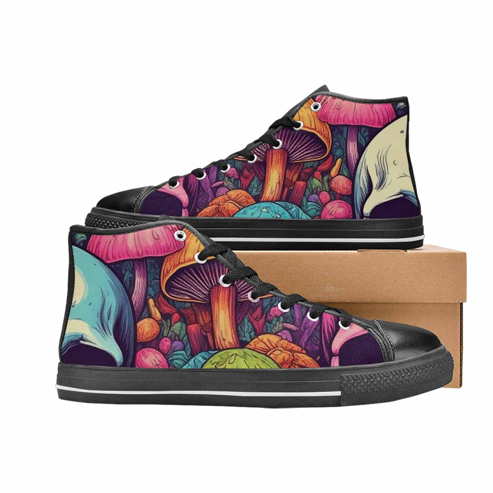 WOMEN'S Mushroom Skull High Top Canvas Vivid Custom Shoes