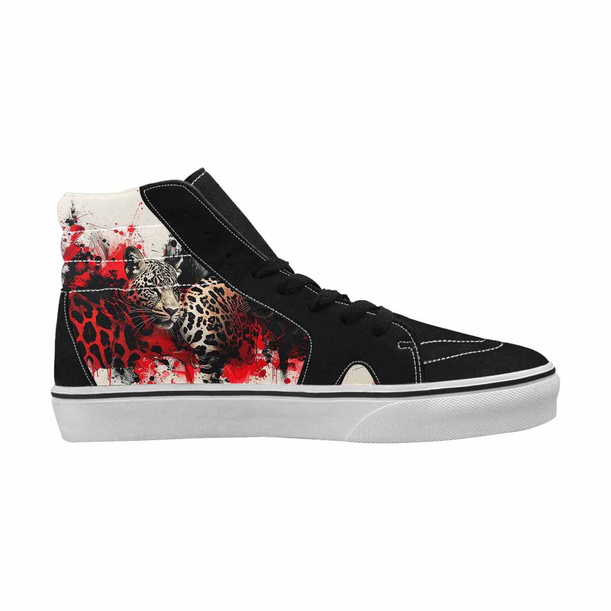 MEN'S Animal Print (black & High Top Canvas Cottagecore Custom Sneakers