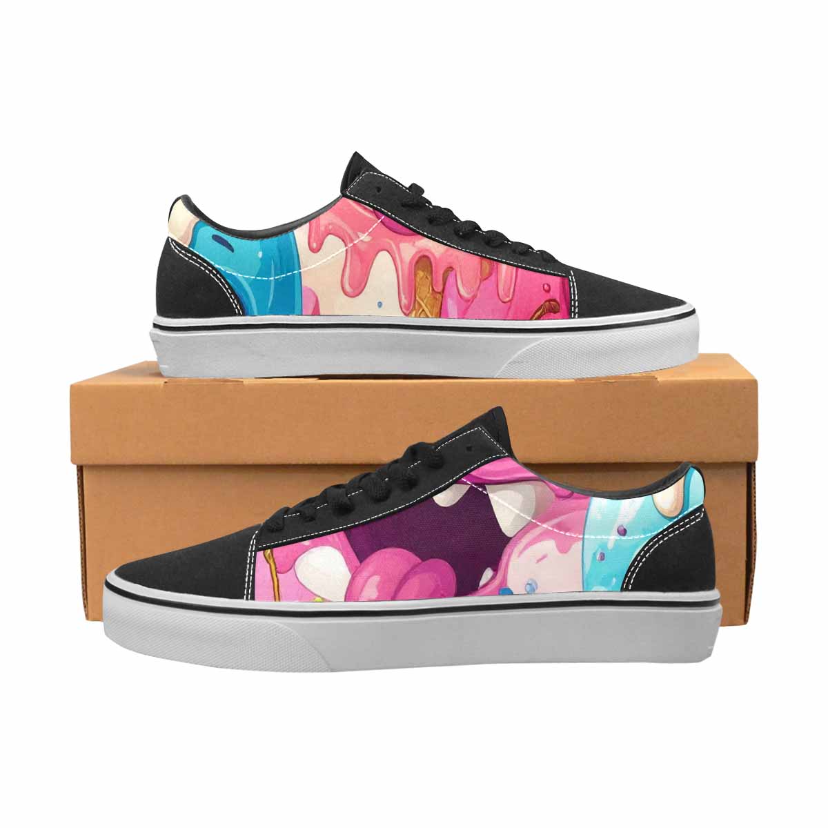 WOMEN'S Melting Icecream Monster Cherry Canvas Lace-Up Dark Academia Sneakers