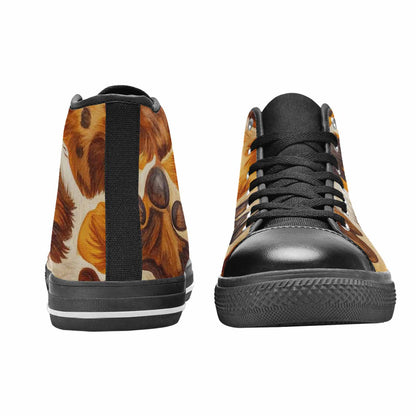 MEN'S Cow Animal Print High Top Canvas Surreal Custom Sneakers