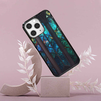 iPhone 15 Pro Max Case — Stained Glass Window Pattern Seamless Repeat, Custom Printed Phone Case