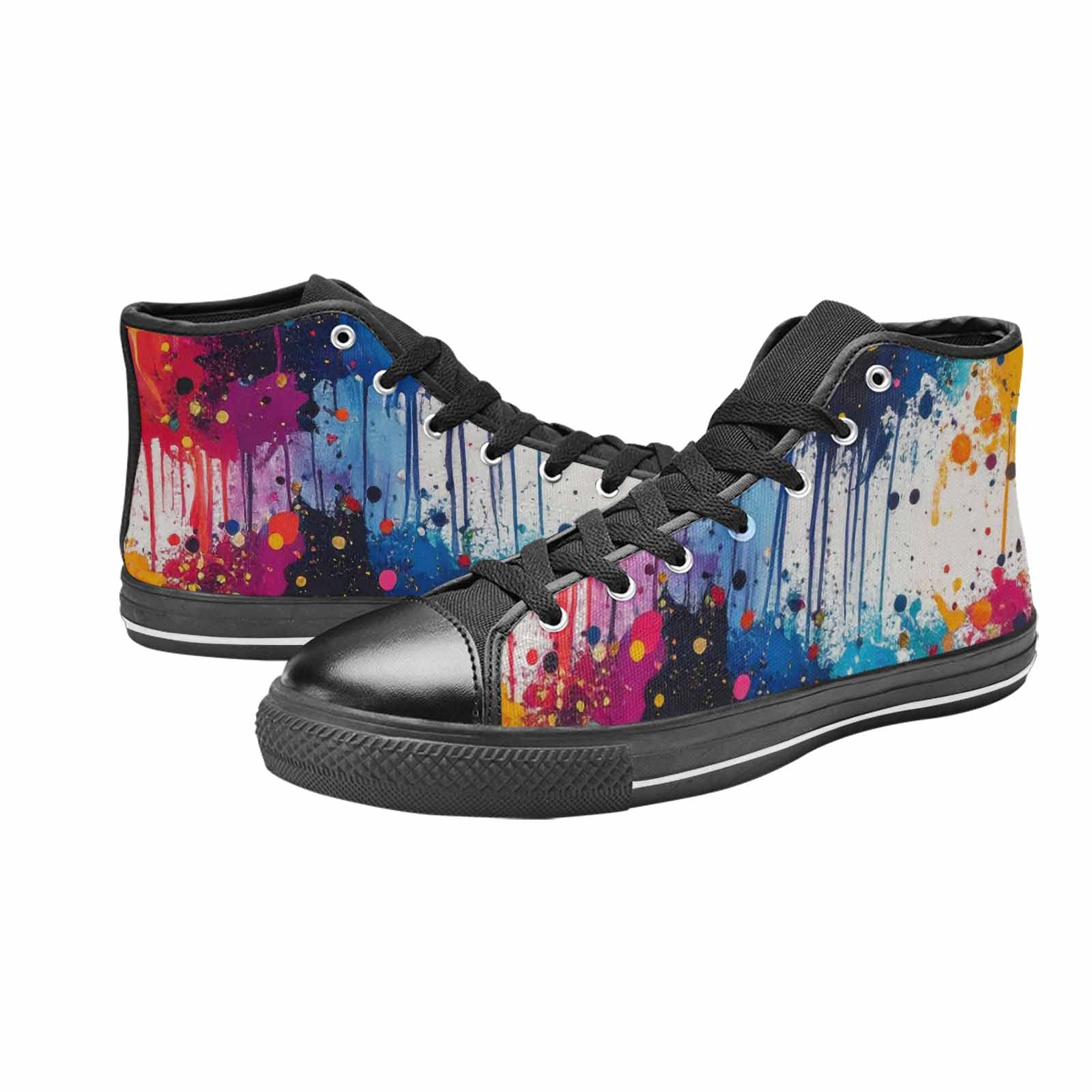 MEN'S Paint Splatter High Top Canvas Cottagecore Custom Sneakers