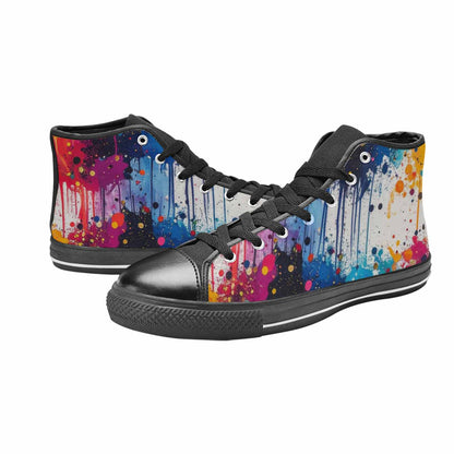 MEN'S Paint Splatter High Top Canvas Cottagecore Custom Sneakers