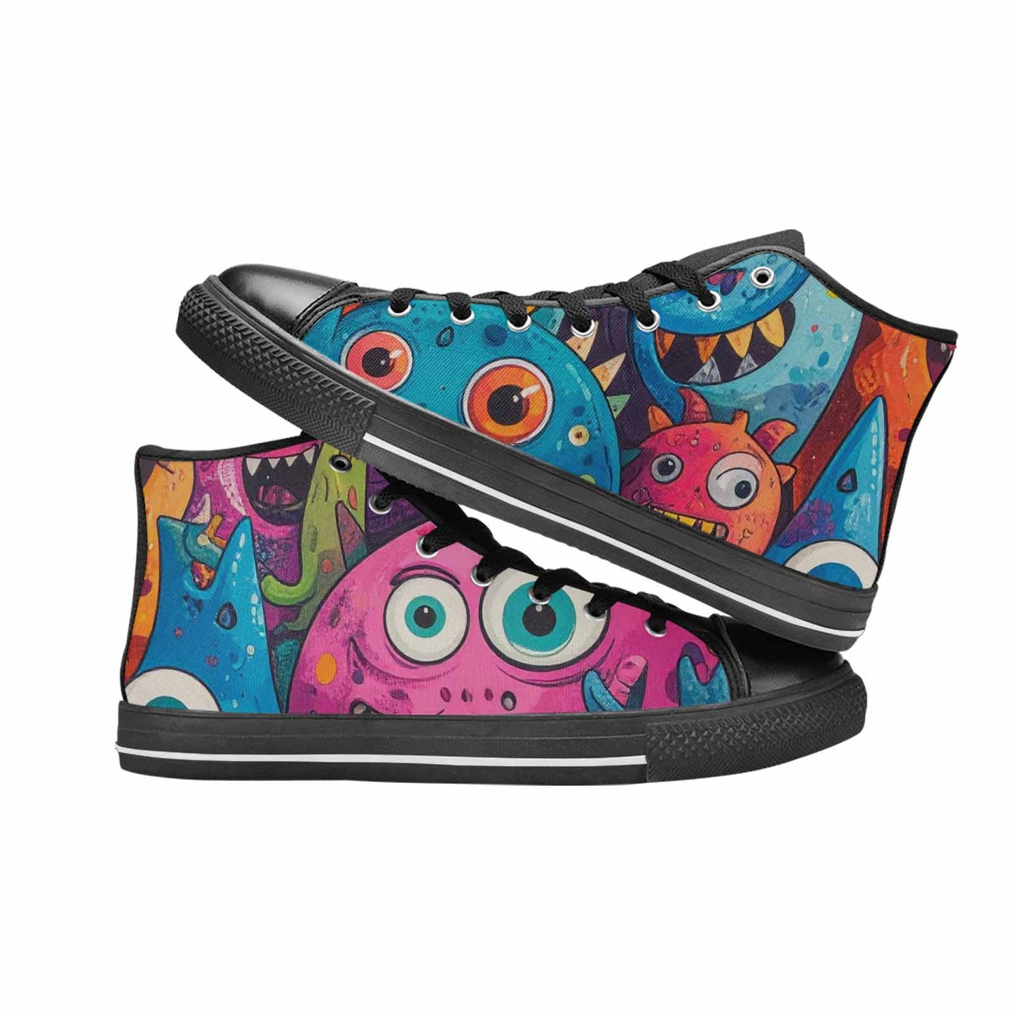 MEN'S Goofy Cartoon Monster High Top Canvas Neon Fantasy Custom Shoes